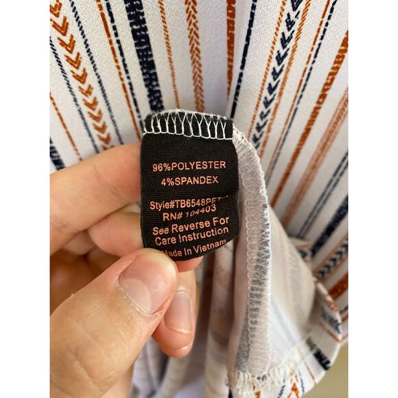 50th‎ Street Petite Womens Striped Short Sleeve Top PM Button White polyester - Picture 4 of 7